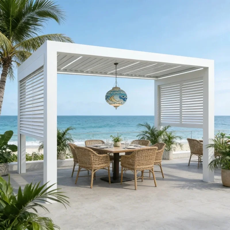 Most Advanced Bioclimate Aluminium Alloy Powder Coated Backyard Customizable Bulk 4x4m Gazebo