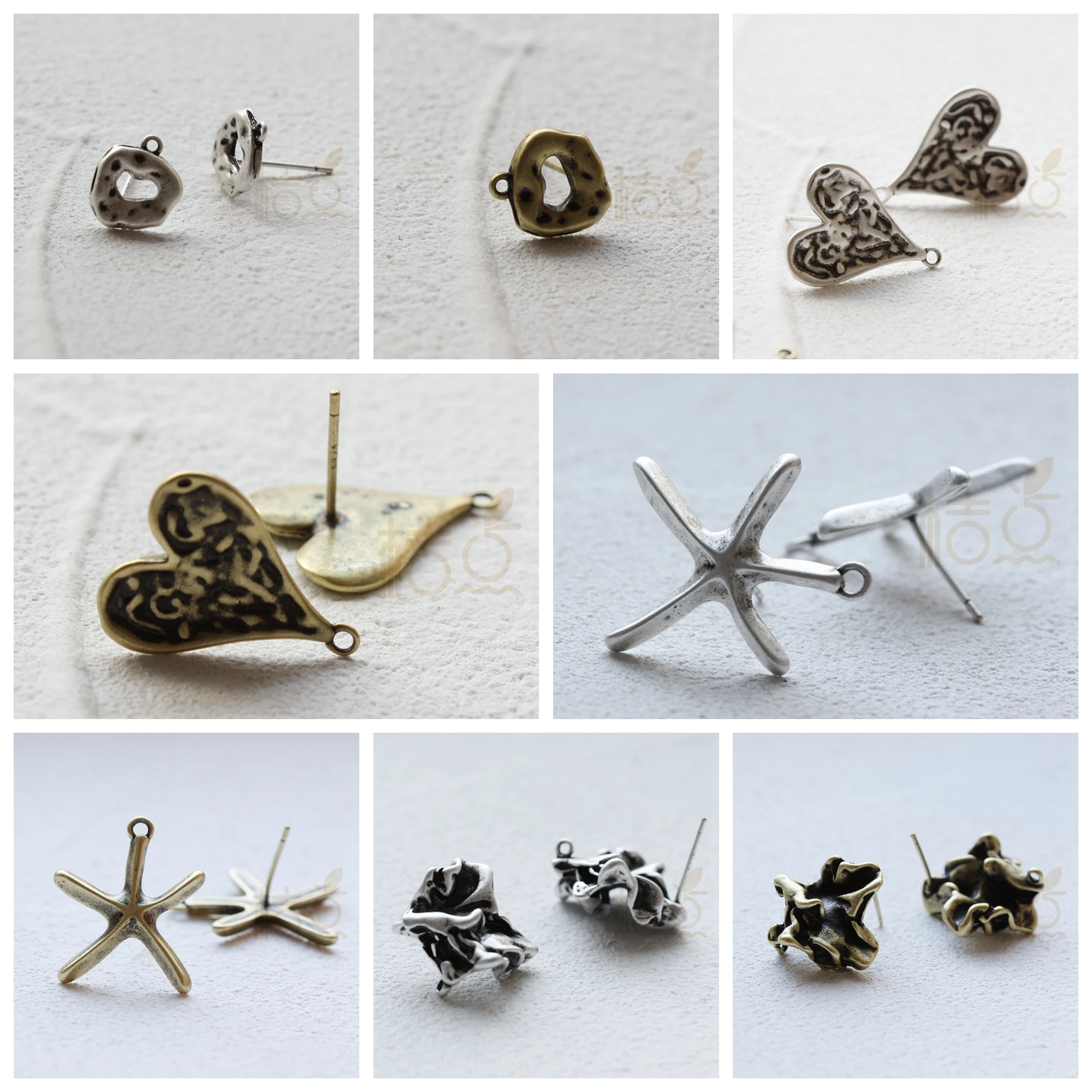 DIY Supply-2 Pieces (One Pair) Premium Antique Plating Solid Brass Earring Finding (EPA1)