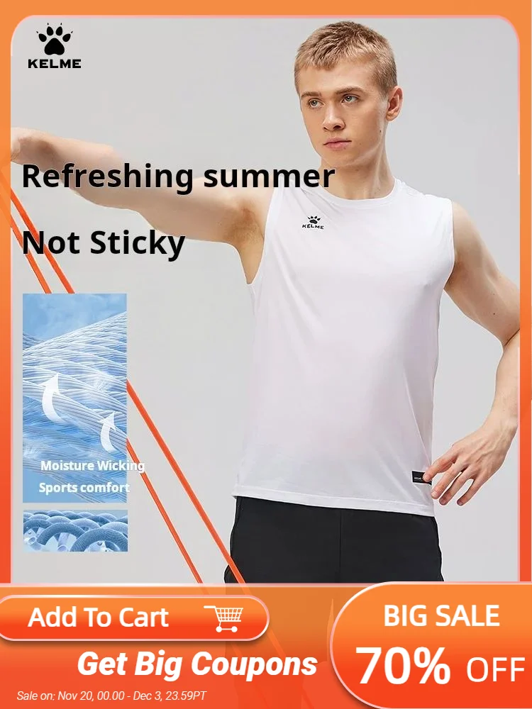 

Kelme Men's Sports Vest Basketball Training Suit Fitness Outdoor Running Breathable Short-sleeved Sleeveless Quick-drying T-shir