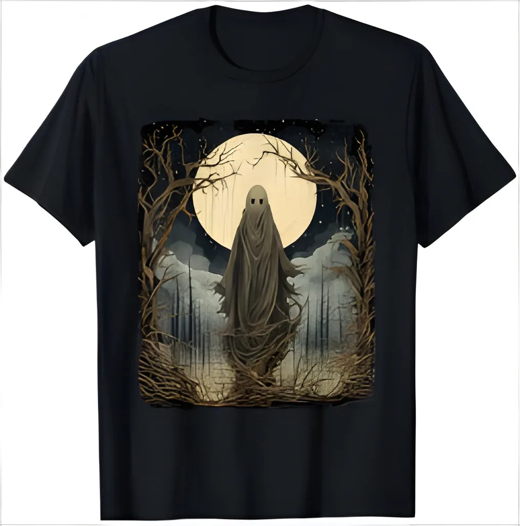 

Vintage Art Men Women Retro Scary Gothic Halloween Ghost T-Shirt