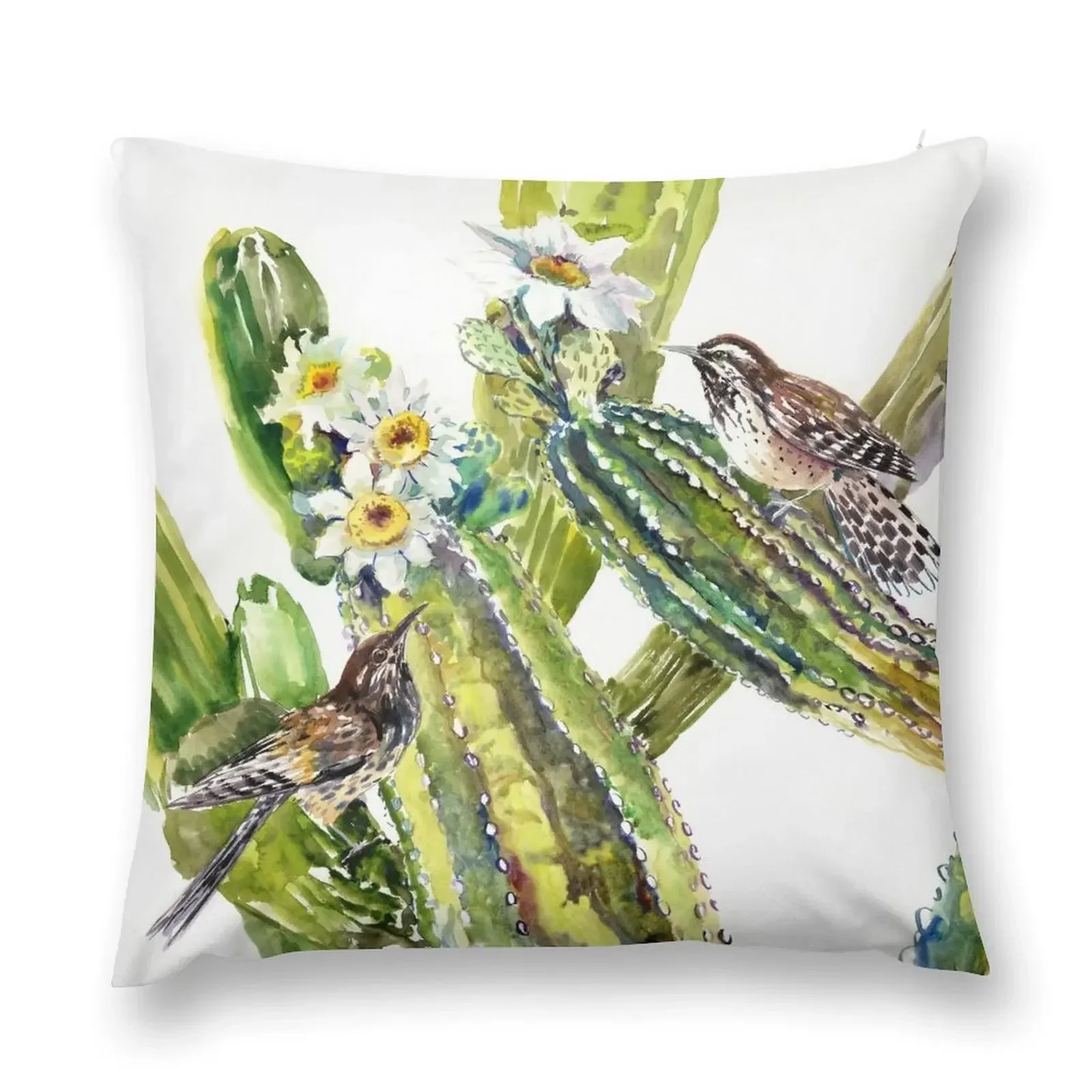 Saguaro Cactus and Wren Throw Pillow Embroidered Cushion Cover christmas ornaments 2025 Sofa Pillow Cover pillow