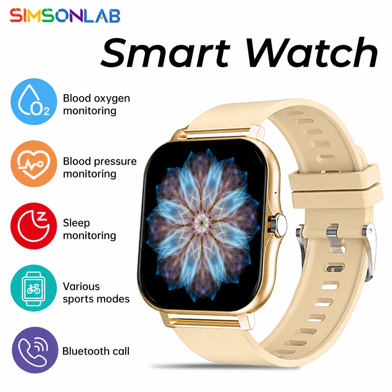 Smartwatch for Android Phone 1.44''Inch HD Screen Bluetooth Call Blood Oxygen/Pressure Monitoring Women Men Birthday Gift 2026
