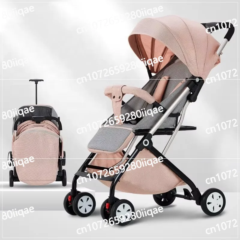 Four-in-one seated and reclining lightweight folding umbrella car portable four-wheel shock absorption trolley case stroller