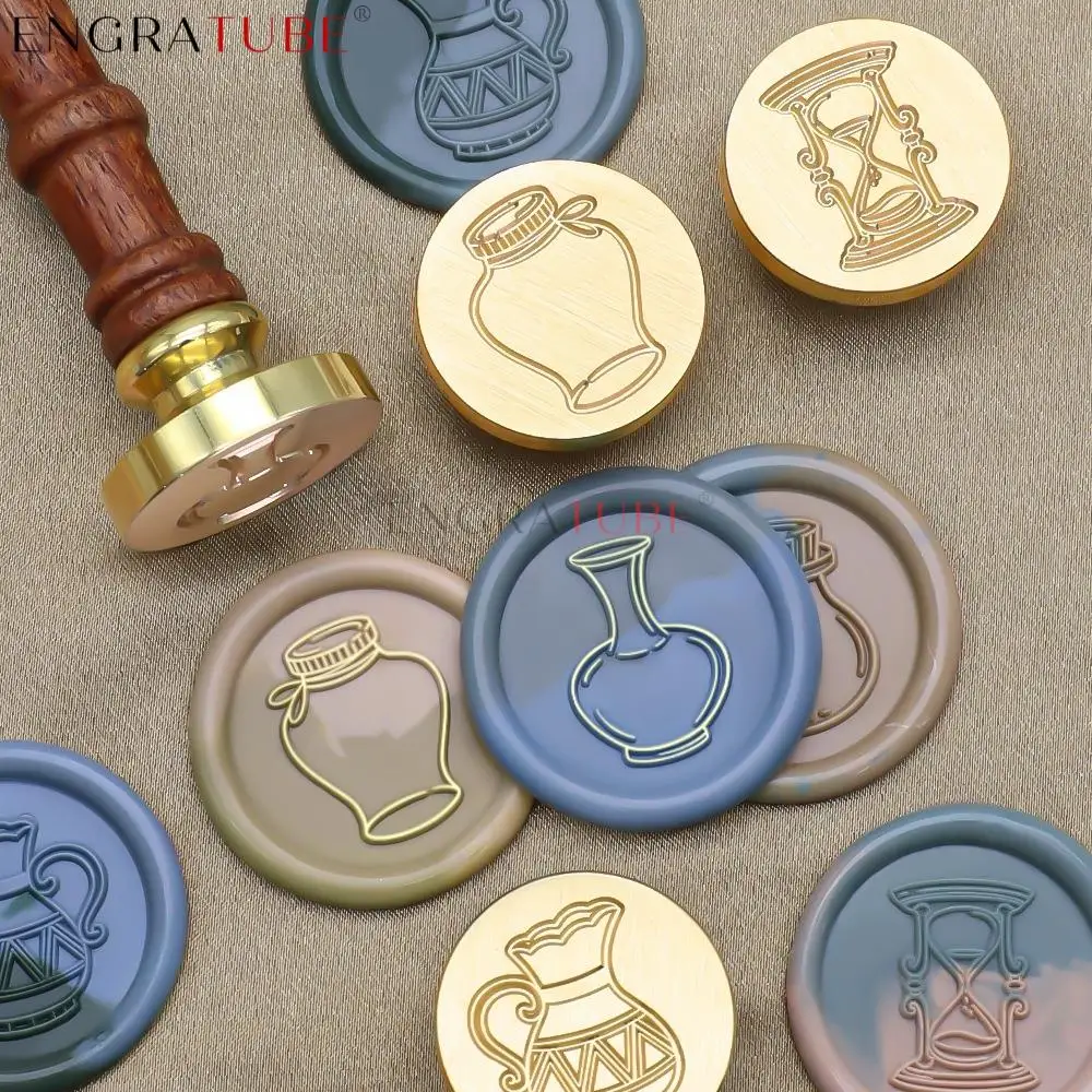 Empty Bottle Brass Sealing Wax Stamp Glass Storage Tank Perfume Milk Drift Bottle Vase Hourglass For Wedding Gifts Scrapbooking