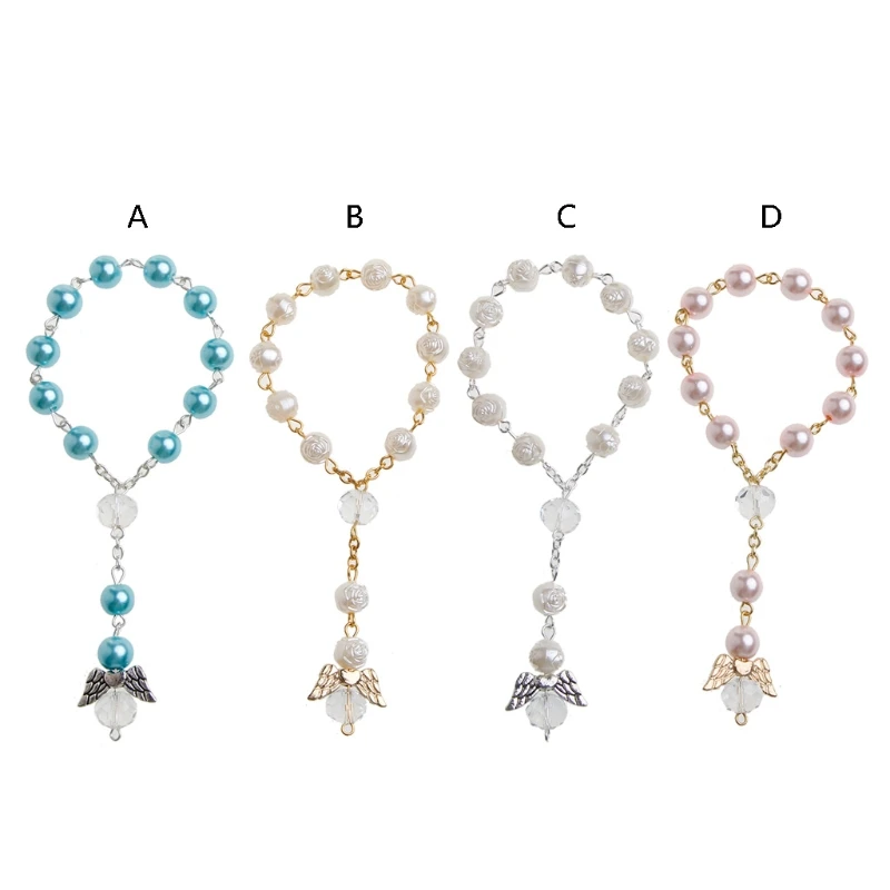 Mini Angel Rosaries Acrylic Rosary Beads Baptism Favors for the First Communion Christening Bracelet