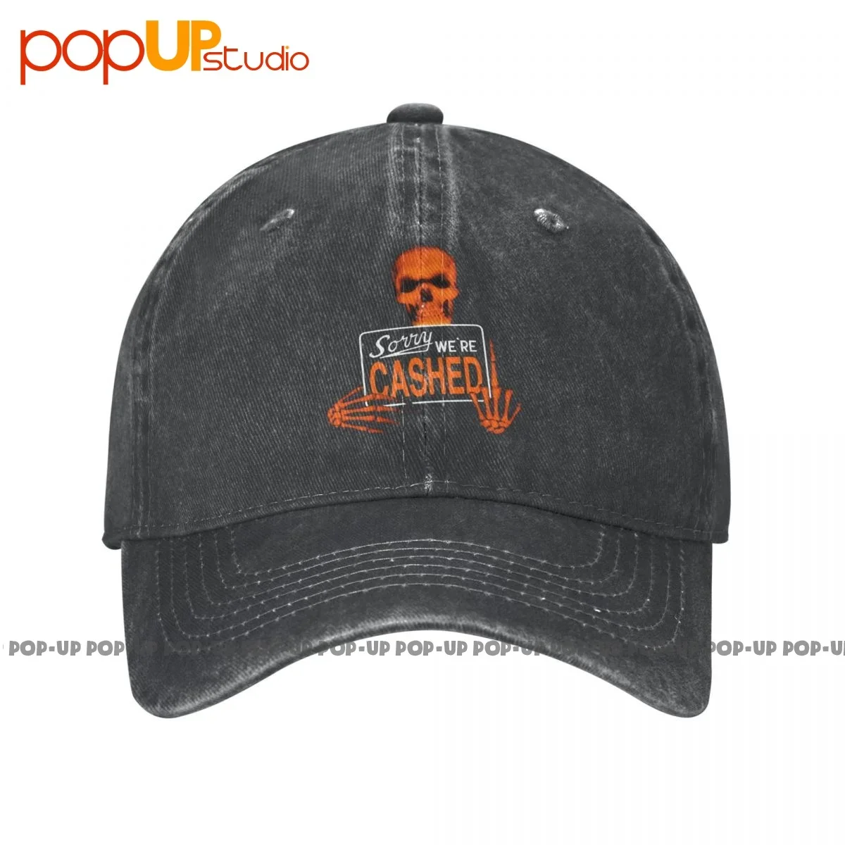 Teamsesh Bones Sorry Were Cashed Washed Denim Baseball Cap Trucker Hats Classic High Quality