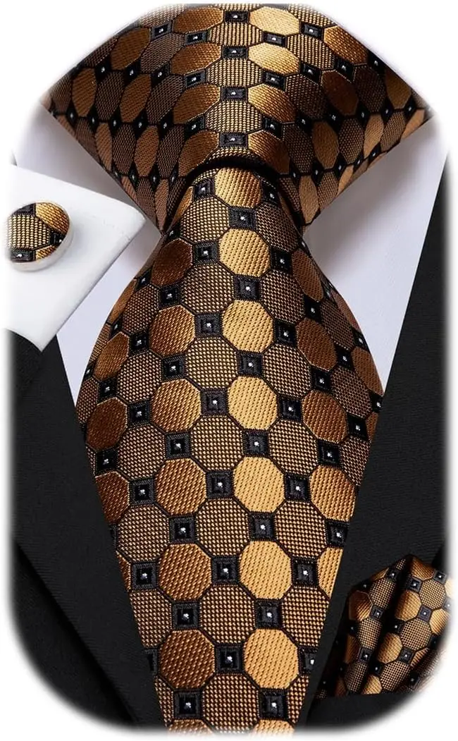 

Classic Silk Necktie Set with Cufflinks and Pocket Square for Men