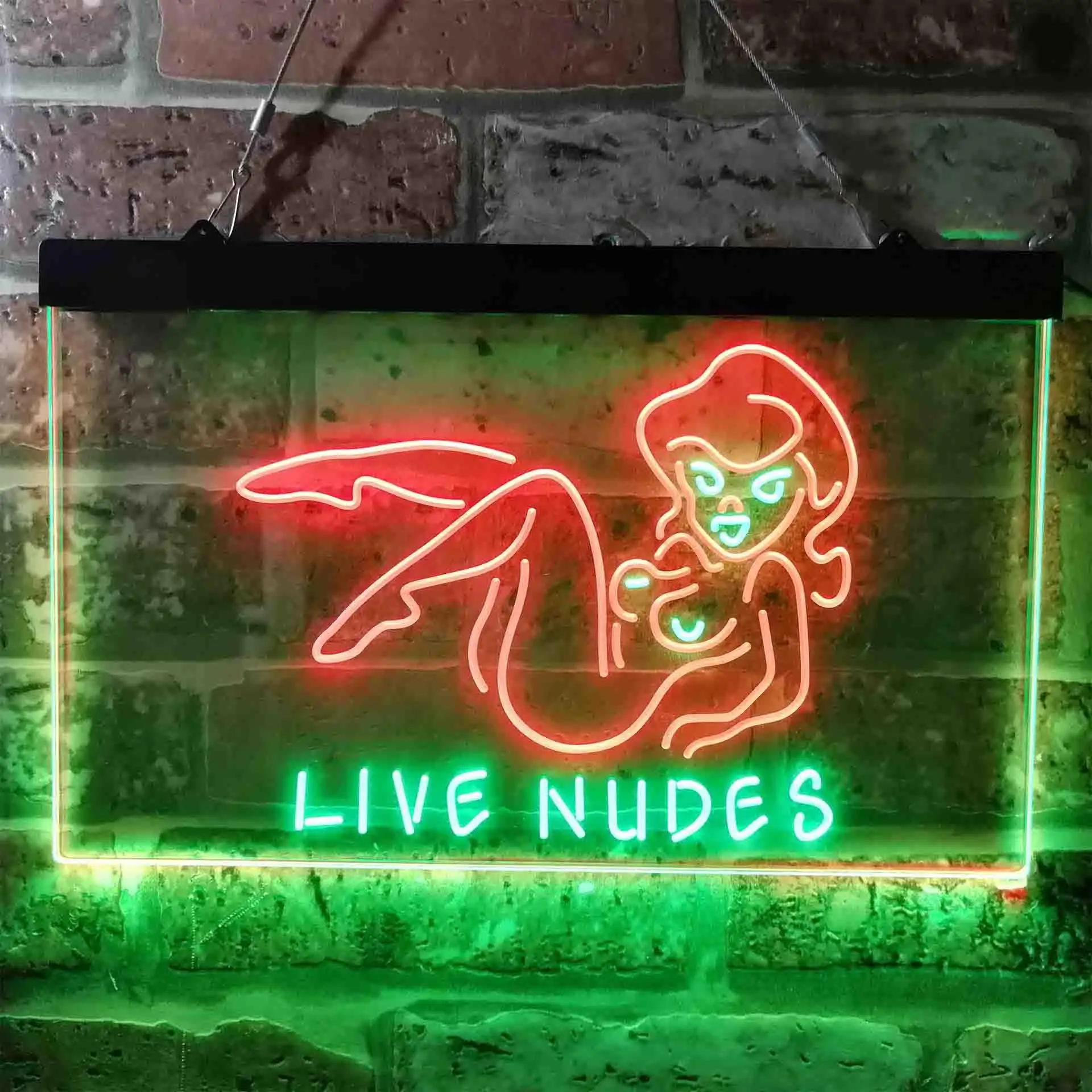 Live Nudes Lady Bar XXX Adult Rated Dual Color Led Neon Sign st6-i3787