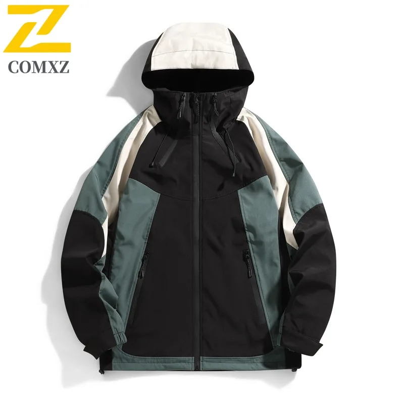 New Jacket Fashion Hooded Splicing Adventure Waterproof Coat Classic Outdoor Rock Climbing Windproof Spring Autumn New Garment