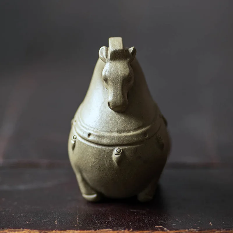 Purple Clay Tea Pet Horse Small Ornament Creative Handmade Tea Ceremony Piece Green Clay Zodiac Tang Horse Tea Set Table