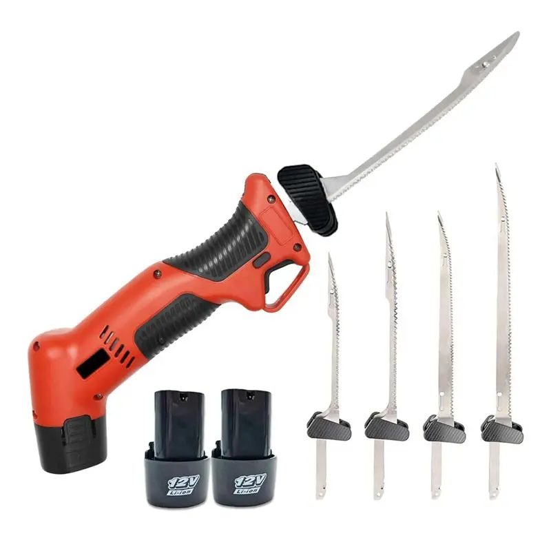 【Big Deal】Rechargeable Electric Fillet Knife With 4 Non-Stick Titanium Nitride Blades And 2 Rechargeable Batteries EU Plug