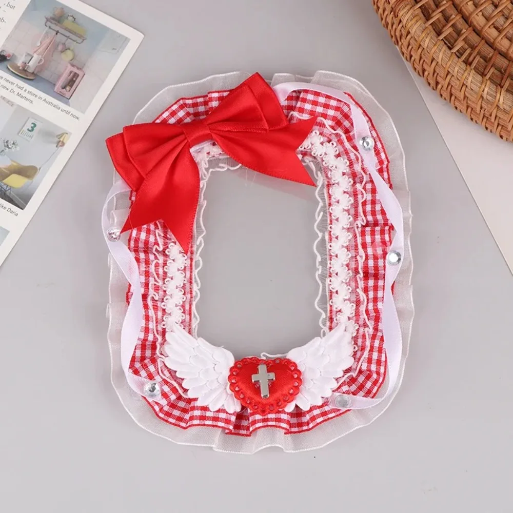 New Polyester Bow Photocard Holder Kawaii Lace Sleeve Photo Card Holder Angel Wing Bag School Pendant Student