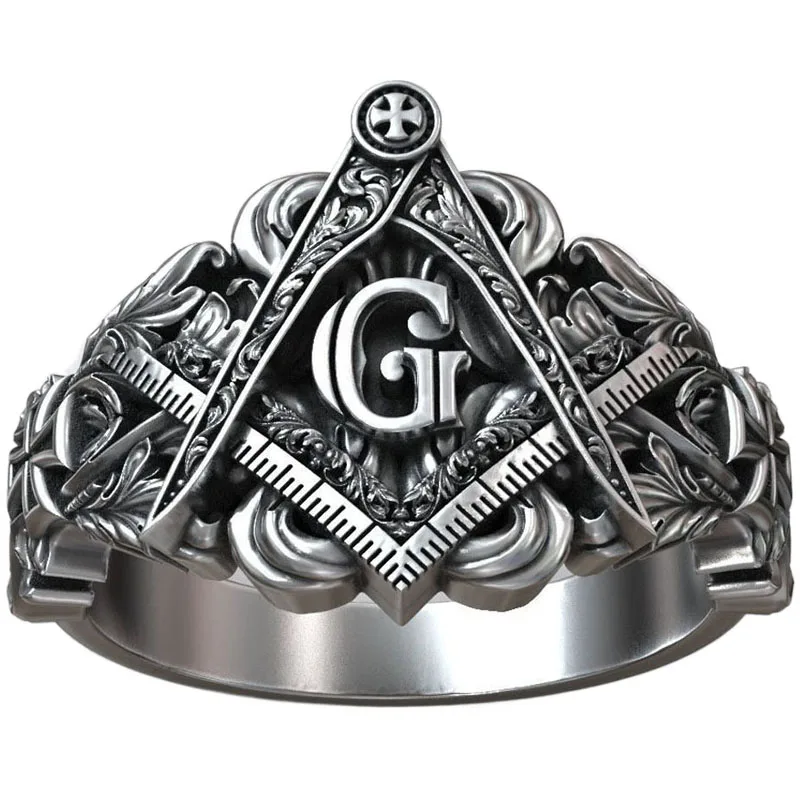 

9.5g Freemasons Square And Compass Pattern Rings Customized 925 Solid Sterling Silver Rings Many Sizes 5-13