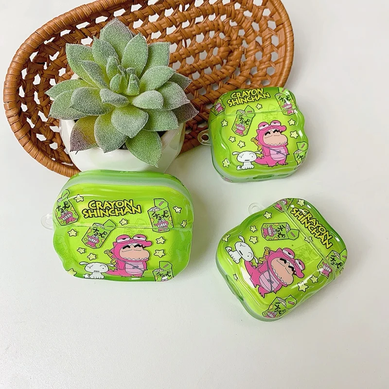 เคสหูฟังลายการ์ตูนชินจังน่ารัก รูปไดโนเสาร์ สำหรับ AirPods 1 2 3 Pro 4 Pro2 2nd หูฟังไร้สายบลูทูธ