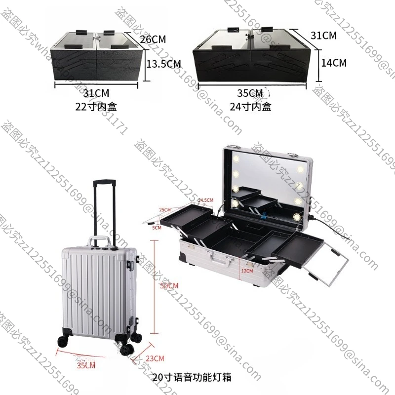 Suitable for PC Cosmetic Case with Light Bracket Bluetooth Audio Power Bank Plug-in Voice Control Makeup Artist Special Toolbox