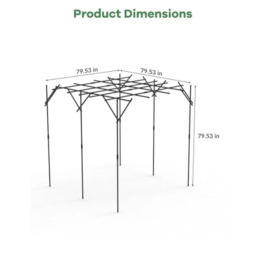 Garden Flat Top Trellis, 80in Square Pergola Frame Sturdy Metal Outdoor for Climbing Plant, Weddings Parties Garden Decor, Plan