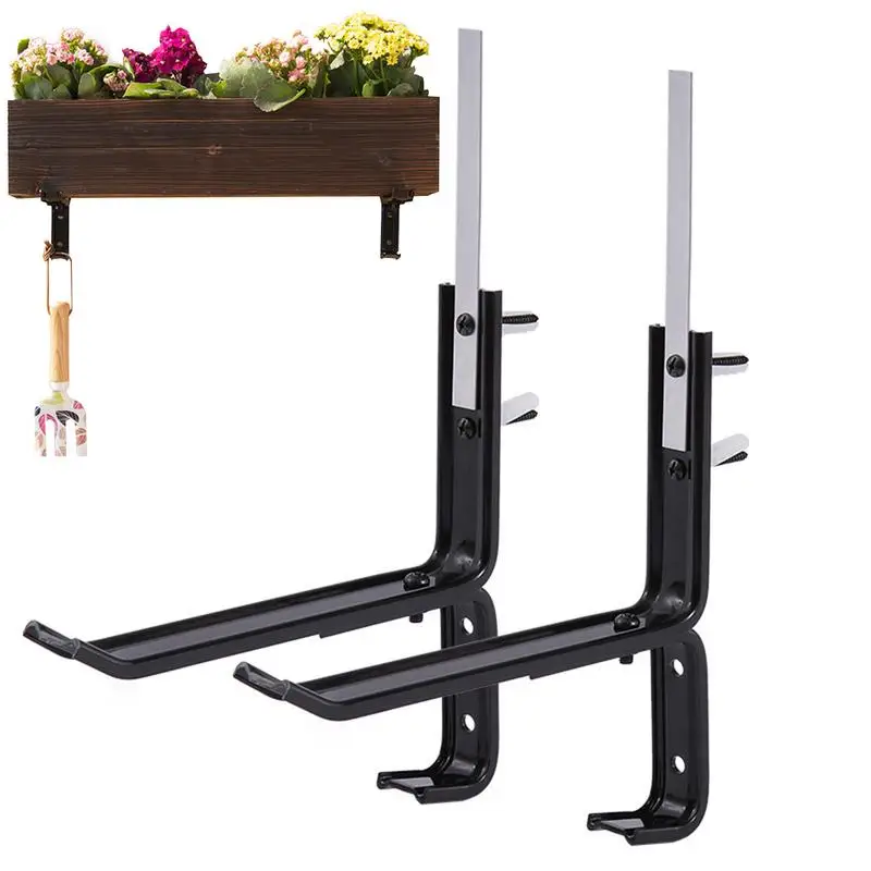 

Window Planter Box Brackets 2PCS Adjustable Iron Plant Hangers Outdoor Planter Brackets Wall Mount Holder Hang Flower Box