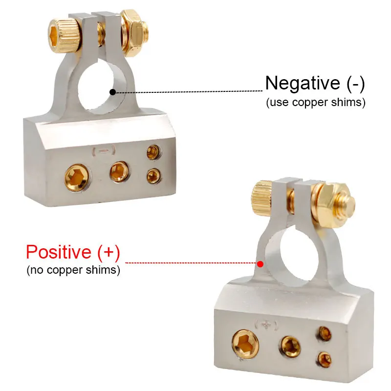 2 Car Battery Terminal Clamps with Shell 2GA 4GA 8GA AWG Gauge Positive and Negative Ports