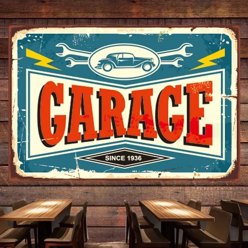 SINCE 1936 GARAGE Vintage CAR SERVICE Poster Tapestry Wall Art Flag Wall Painting Auto Repair Shop Gas Station Wall Decor Banner