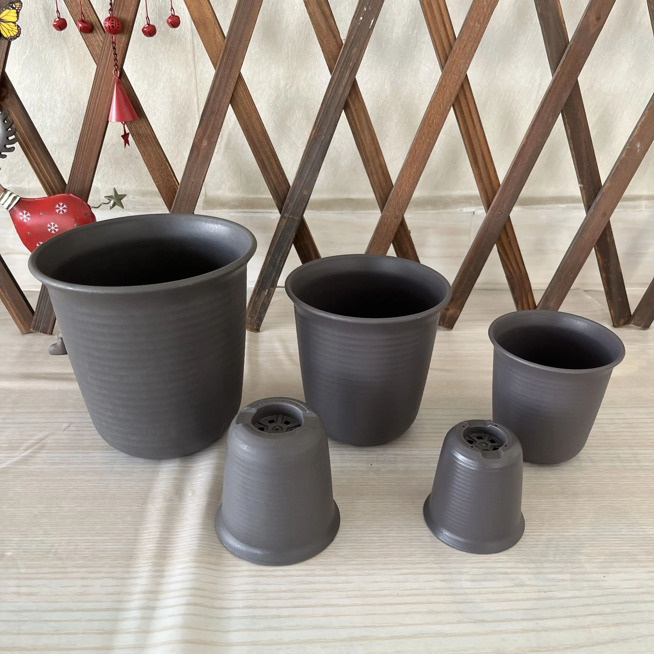 Chunky Black Vientiane Basin round Plastic Flowerpot Rose Scrub Pots Garden Supplies Bonsai Container