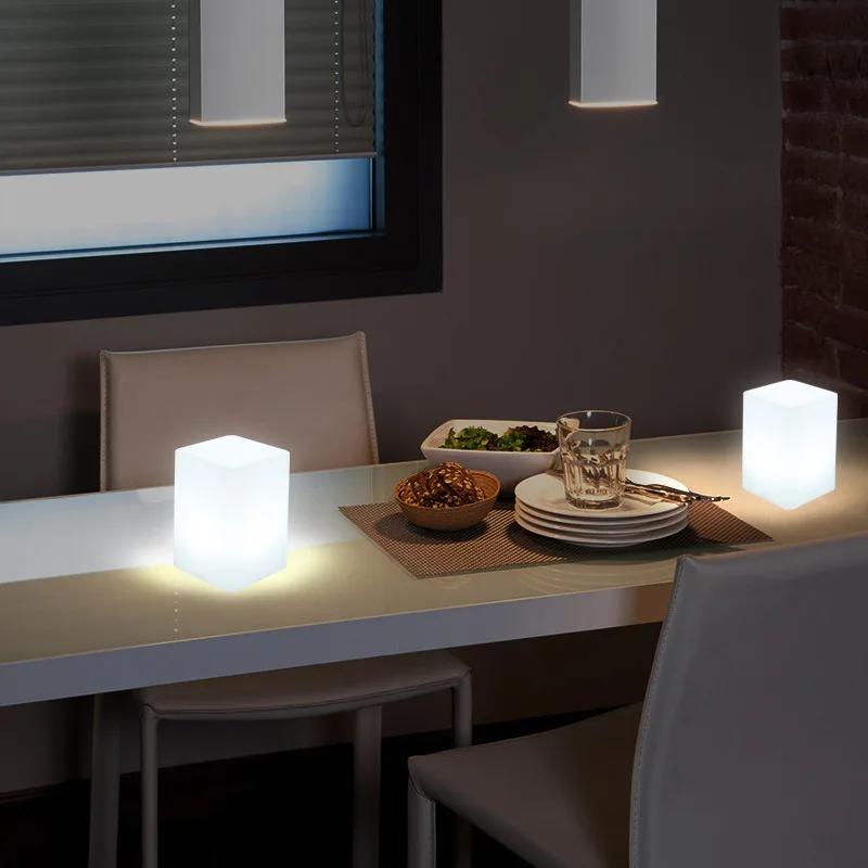 LED luminous square column night light remote control home coffee shop bedside table light waterproof bar creativity