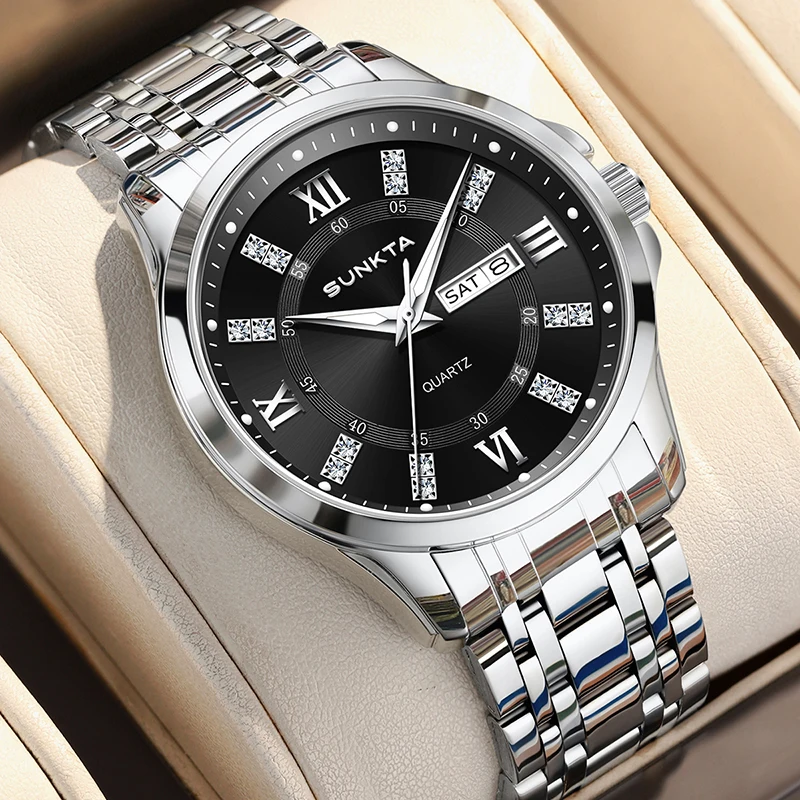 SUNKTA Casual Sport Watch Ladies Elegant Fashion Women's Bracelet Watch Waterproof Luminous Diamond Quartz Wristwatch For Women