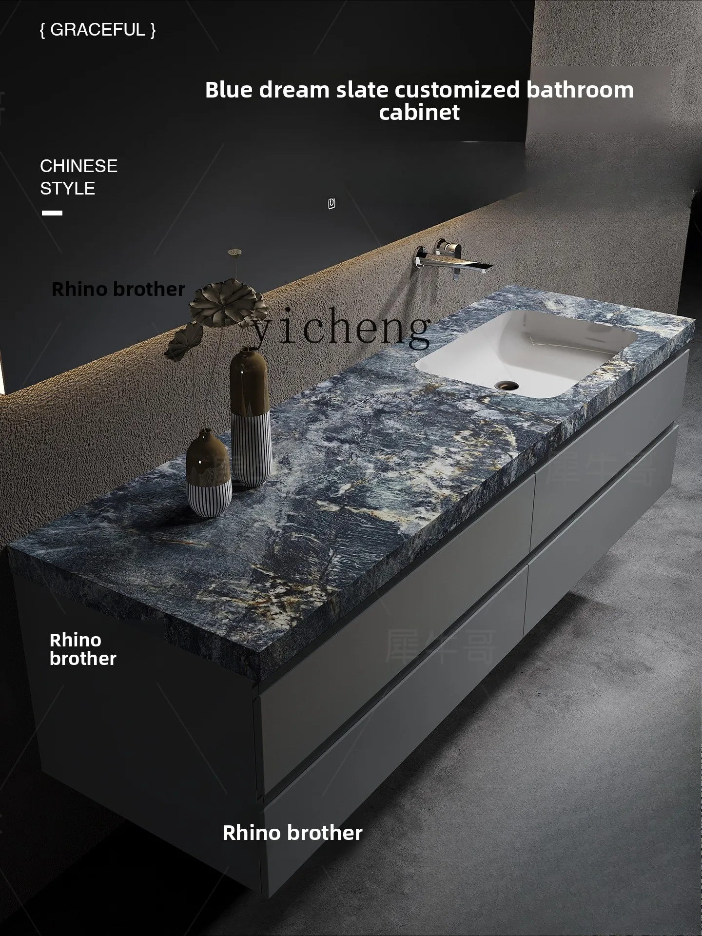 

ZYA rock slab ceramic seamless integrated basin bathroom cabinet combined bathroom face washstand
