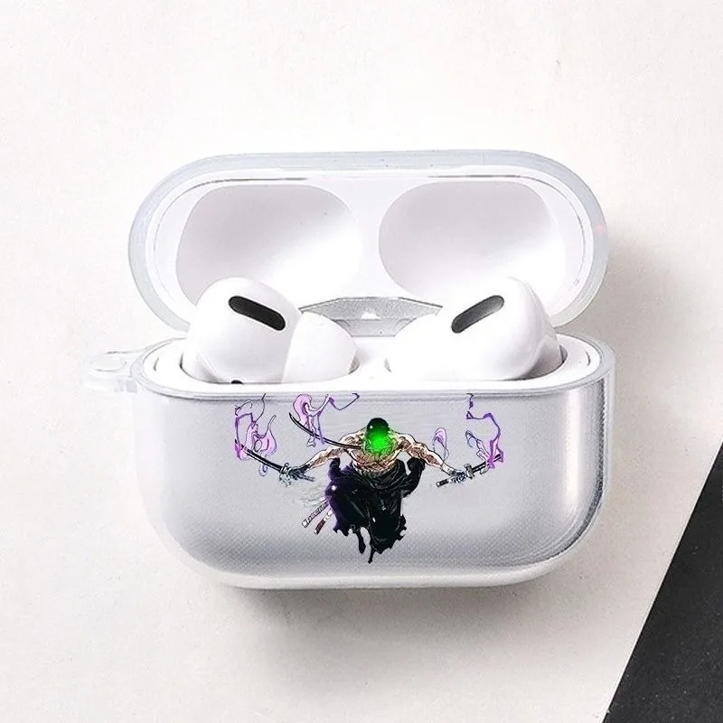 เคสหูฟัง ONE PIECE โรโรโนอา โซโล สำหรับ AirPods 1 2 3 4 ลายอนิเมะ โปร่งใส กันกระแทก สำหรับ AirPods Pro Pro2 ของขวัญ