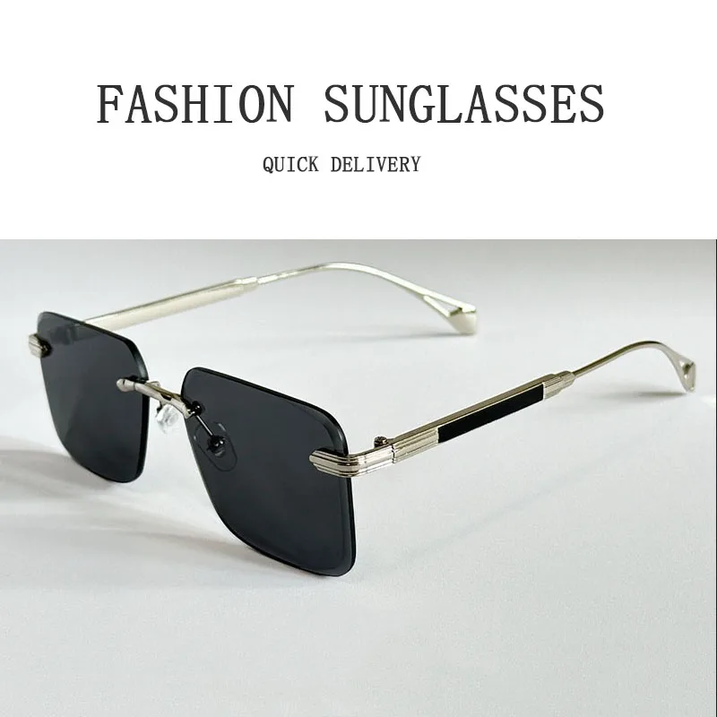 2025 Rimless Sunglass Men Vintage Luxury Square Sunglasses Women Retro Fashion Glasses Gafas De Sol Hombre Lunette Soleil Femme