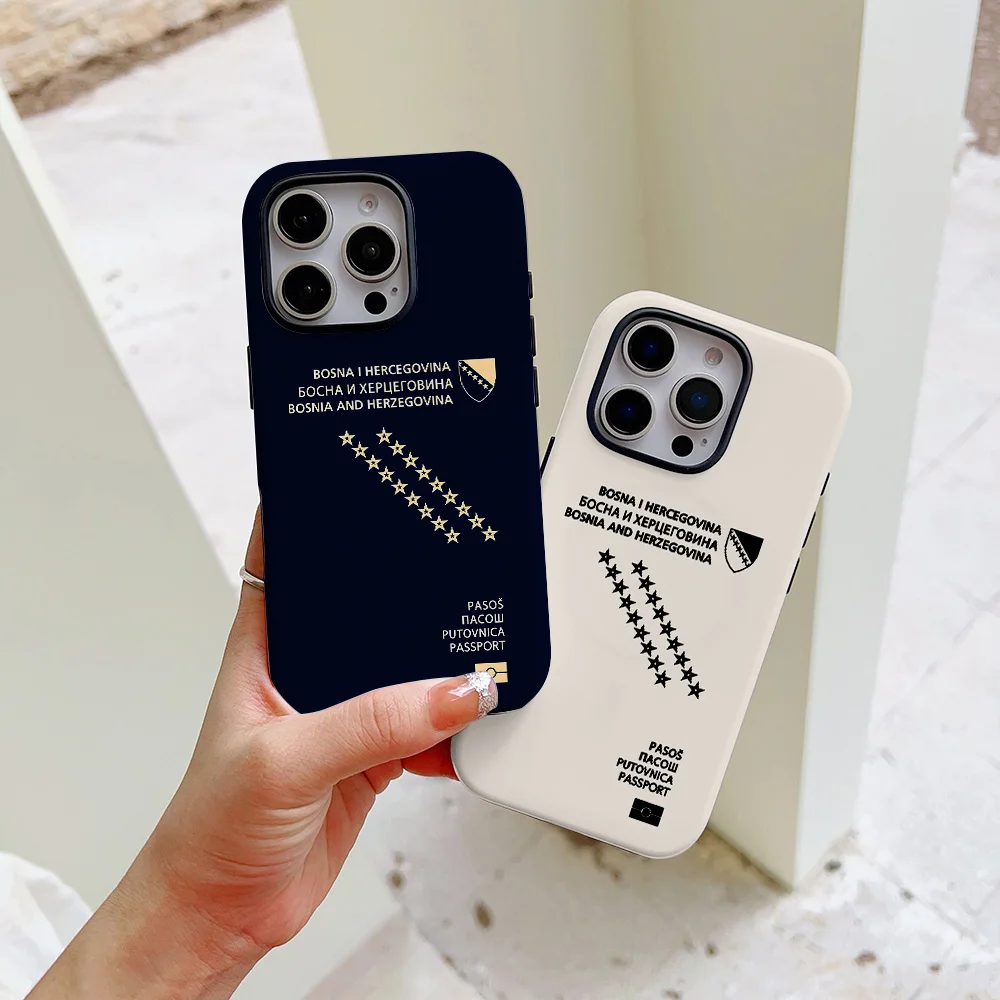 

Чехол для телефона с паспортом Боснии и Герцеговины для iPhone 17, 16, 15, 14, 13, 12, 11 X XS XR XSMAX 7 8 Air Pro Max Plus, двухслойный чехол