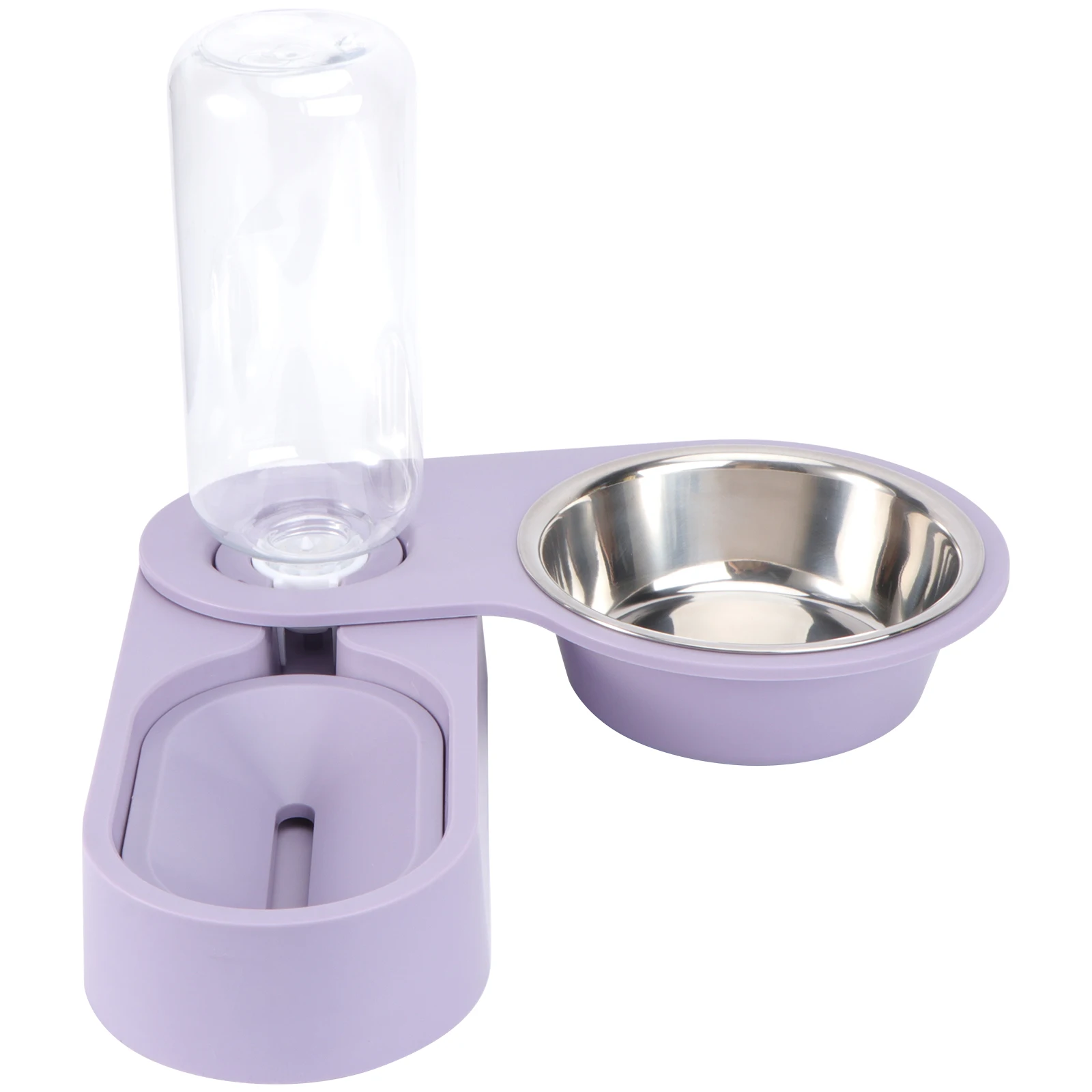 

Automatic Pet Feeder Stainless Steel Bowl for Cats Dogs Dual Use Water Drinking Corner Design Transparent Bottle