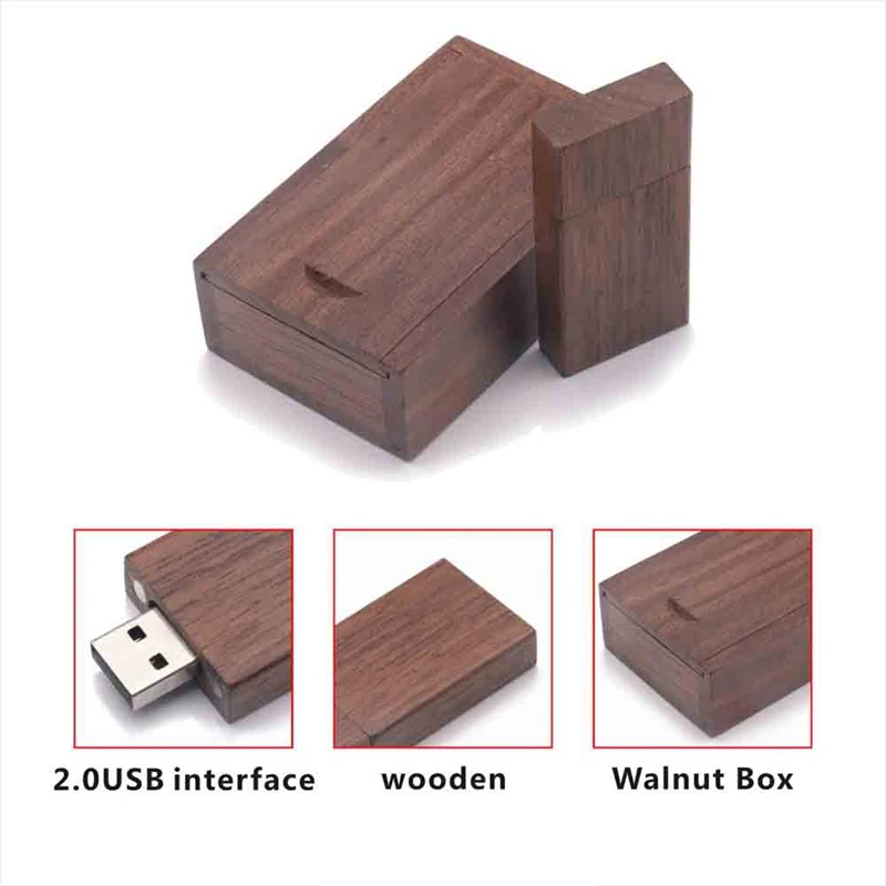 USB Flash Drive Memory Stick U Disk External Storage Memory Portable Wooden Flash Drive With Box