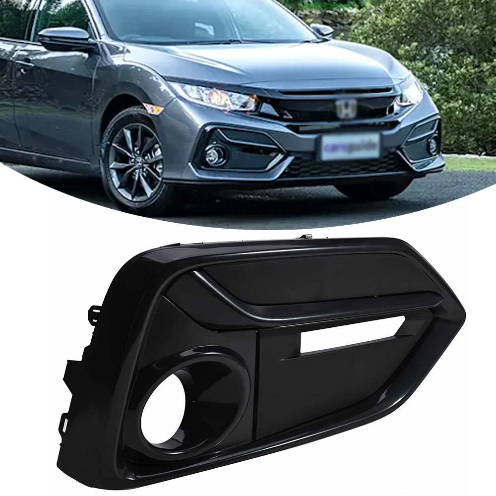 Front Fog Light Cover Fog lamp Trim Garnish Frame For Honda Civic Hatchback 2020-2021 Black Fog Lamp Cap