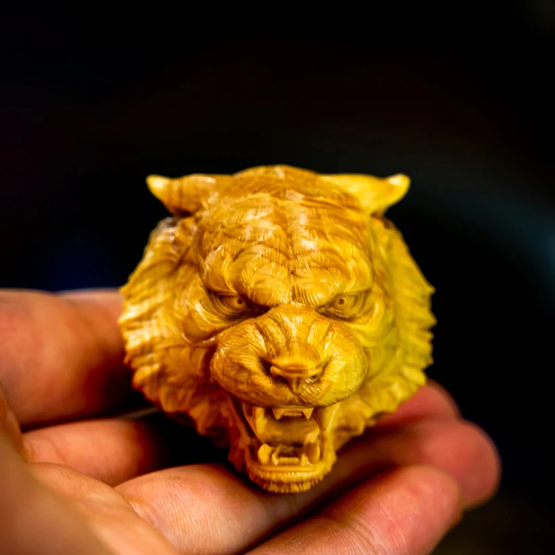 Boxwood 5cm 6cm Tiger Head Boxwood Chinese Zodiac Feng Shui hanging Wood Statue Car Hanging Lucky Home Decor