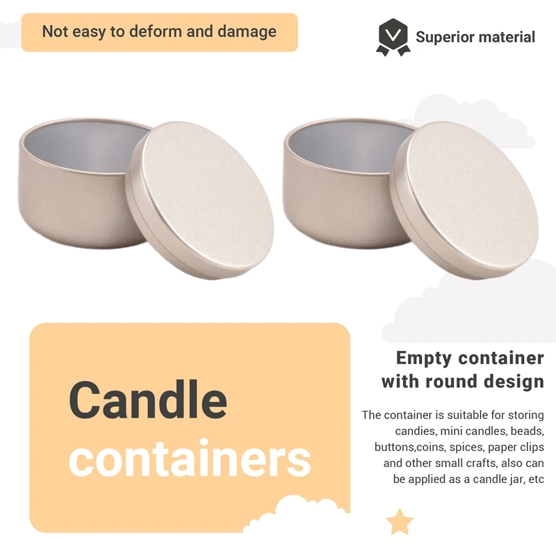 24 Pcs Candle Jar Decorative Labels Empty Storage Tins Candle Tin Can Candlestick Holders Round Tin Containers, A-A79M