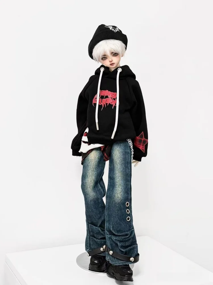BJD Doll Clothes For 1/4 Dolls Black Hoodie Jeans Hat Set Dolls Clothing Accessories(No Dolls)