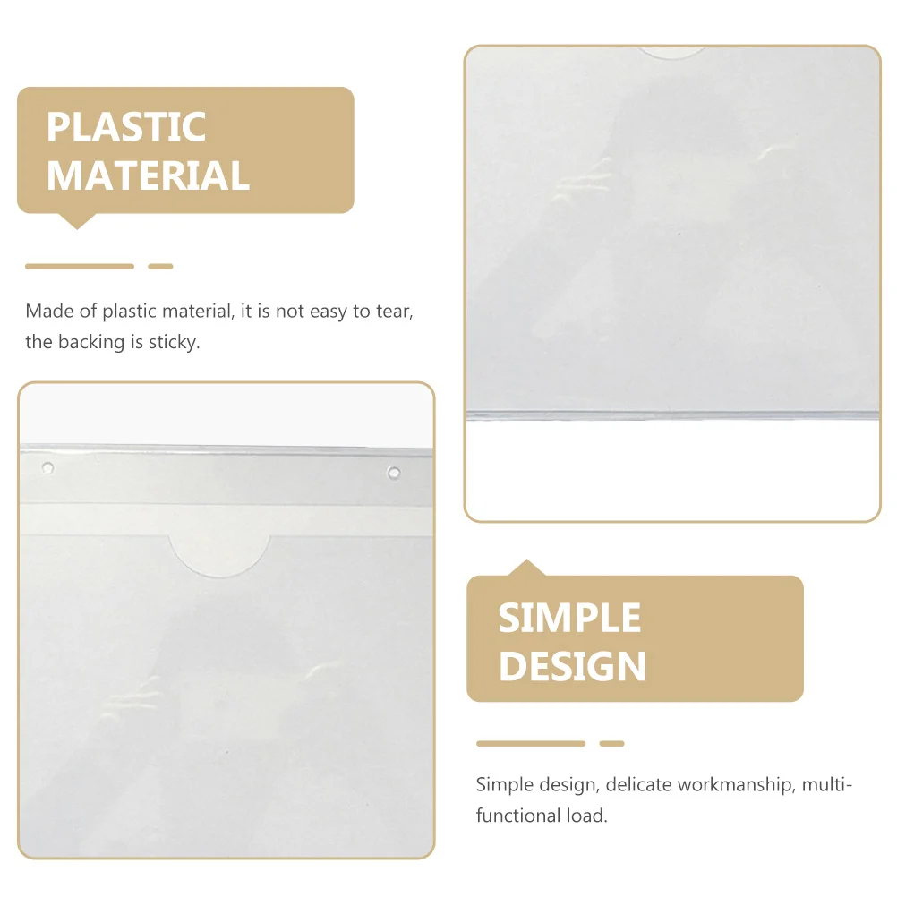 

20Pcs Clear Cards Pockets Self-Adhesive Index Cards Sleeve Waterproof PVC Sticky Holder for Library Photo Card Classification
