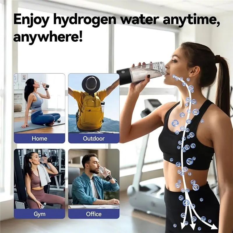Hydrogen Water Bottle SPE PEM Hydrogen Water Generator, 420ml Portable Hydro Water Machine Hydrogen Water Maker
