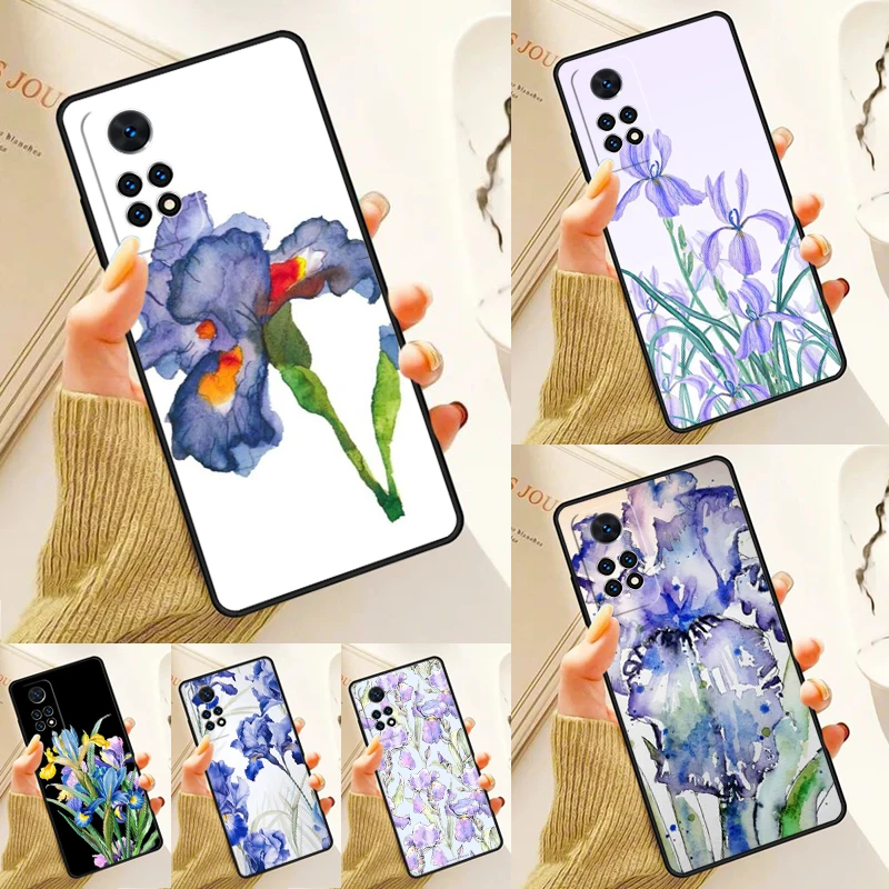 

Iris Purple Flower Watercolor Case For Samsung Galaxy S24 Plus S23 S20 S21FE Lite S22 Ultra Note 20 S8 S9 S10 Phone Coque