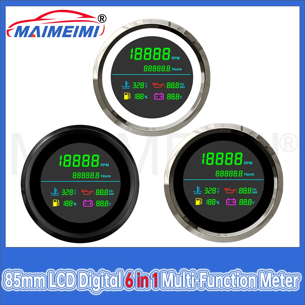 

Многофункциональный измеритель 0-19999 об/мин, тахометр, давление масла, температура воды, вольтметр, уровень топлива, счетчик часов 6 в 1, автомобильный манометр