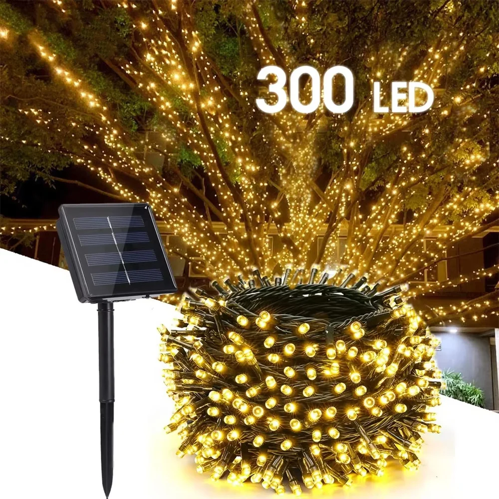 Solar String Lights Waterproof Fairy Garden Lamp Garland Outdoor for Christmas Xmas Holiday Party Home Decor 300LED
