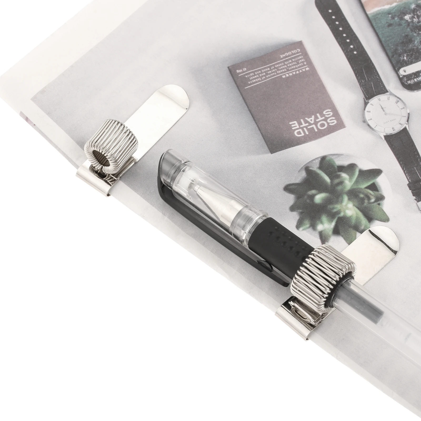 2Pcs Manganese Steel Pen Holder Clip Retractable Spring Pen Loop Pocket Clip Notebook for Uniform Doctor Nurse Teacher Pilot