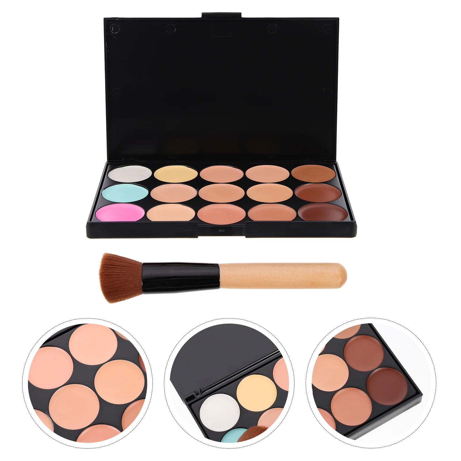 2 Pcs Makeup Tool Set Cosmetics Concealer Pallet Accessories Supplies Major Shades Artificial Fiber Cheek Girl Child