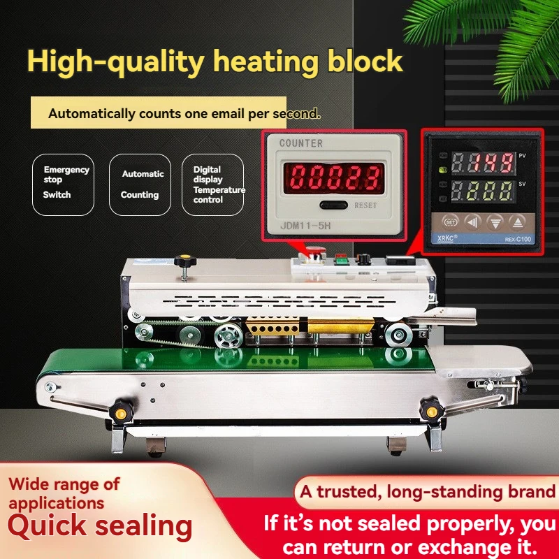 Continuous Band Sealer FR-880 220V 50Hz Automatic Horizontal Heat Sealing Machine for Plastic Film Bags