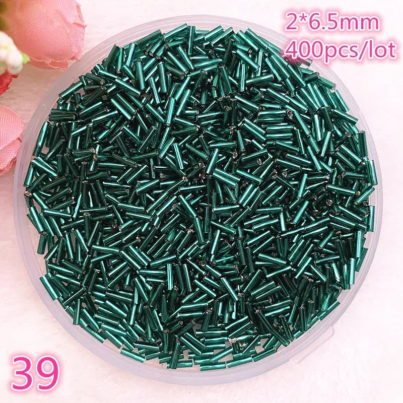 New 2*6.5mm 400pcs/lot Czech Cylindrical Glass Bugle Beads European Seed Long Tube Two Hole Loose Beads for Jewelry Making