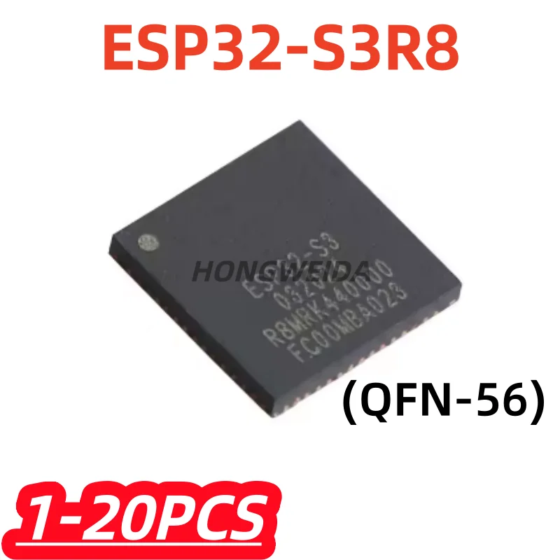 1-20Pcs/lot 100% New ESP32-S3R8 QFN-56 ESP32 S3R8 WIFI + Bluetooth Dual-core 5.0 32-bit Dual-core MCU Chip