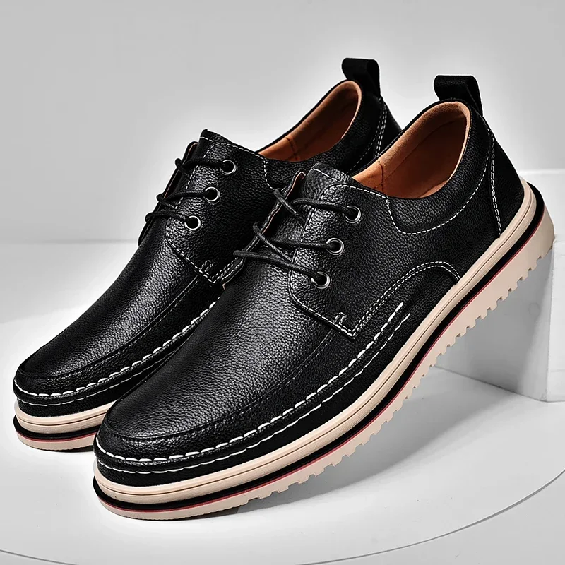 Shoes for Man Casual Business Flats Leather Footwear Men Leisure Derby Shoes Businessmen Dress Formal Loafer Zapatos De Hombre
