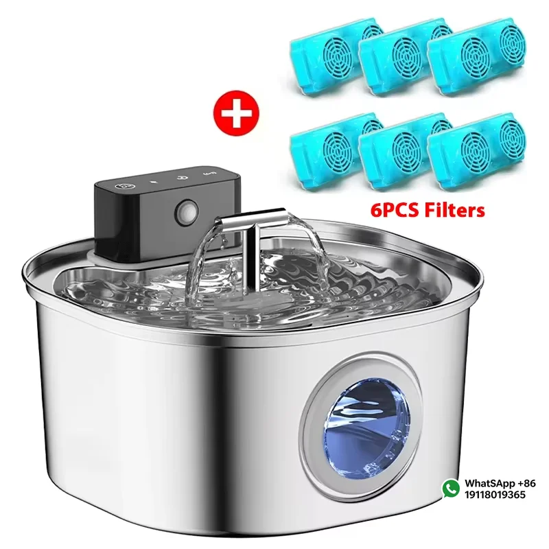 Applicable to Voford 3.2L Stainless Steel Cat Water Fountain With 4000mAH Battery 3 Modes Dual Outlet Wireless Automatic Pet Dri
