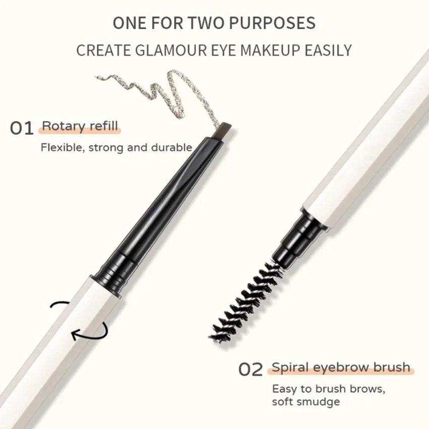 3Colors Eyebrow Pencil Private Label Long-lasting Nature Waterproof Sweat-proof Double-headed Automatic Custom Logo Makeup Vegan