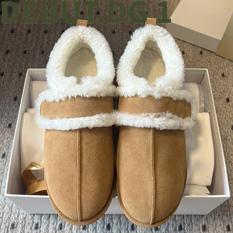 Fuzzy Suede Loafers Lambswool Lining Casual Shoes, Warm Comfortable Rubber Sole Slip-On Flats for Women